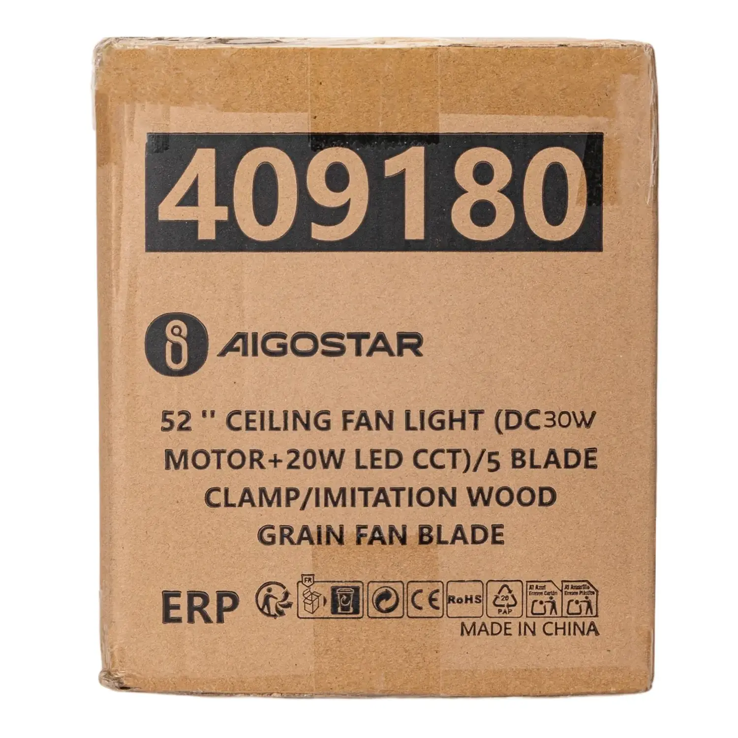 immagine Ventilatore da soffitto con luce LED, 52 pollici, 5 pale, 6 velocità, nero