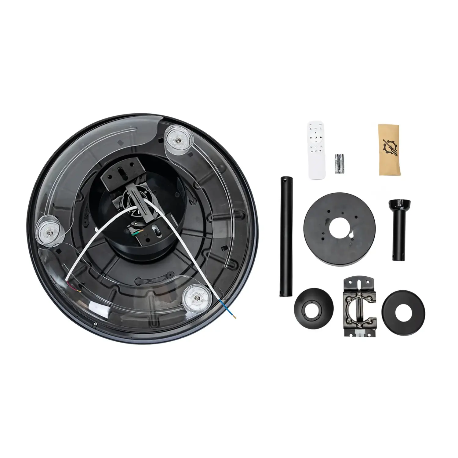 immagine Ventilatore da soffitto con pale, invisibili con luce LED, 42 pollici, 3 pale, 6 velocità, nero