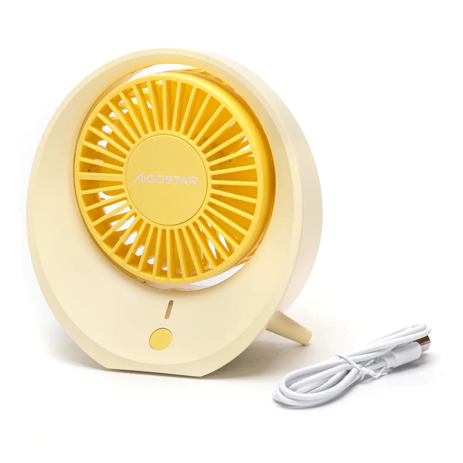 immagine Ventilatore da tavolo 4 pollici, 4 pale, 3 velocità, 1200mAh, beige