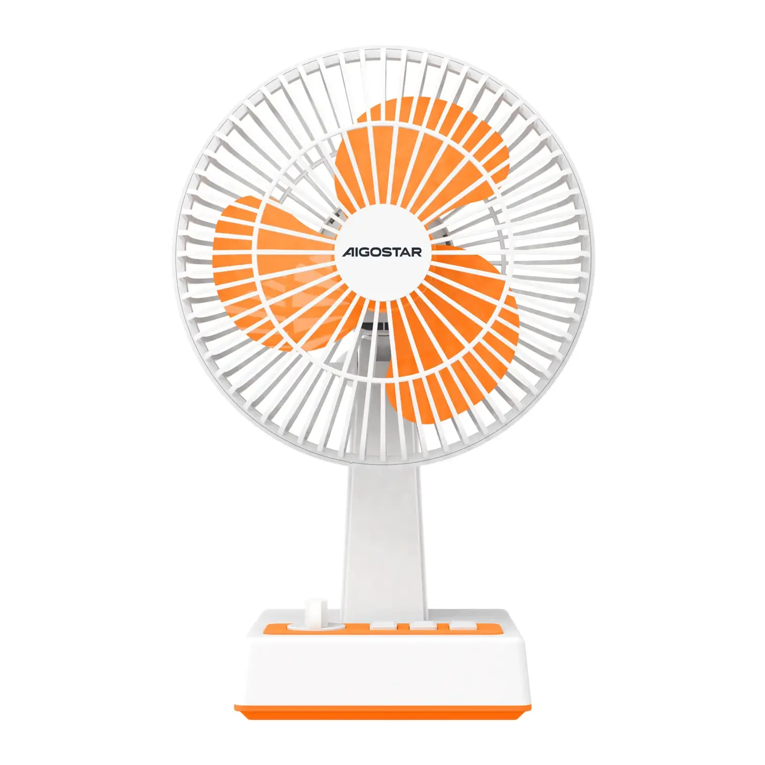 immagine del prodotto Ventilatore da tavolo 8 pollici, 3 pale, 3 velocità, senza batteria, Bianco&Arancio