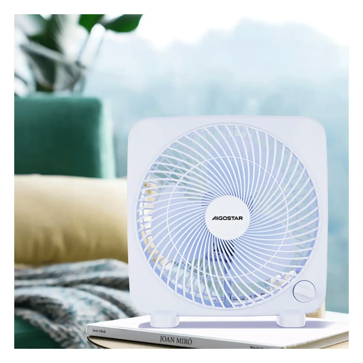 immagine Ventilatore da tavolo 9 pollici, 3 pale, 3 velocità, blu