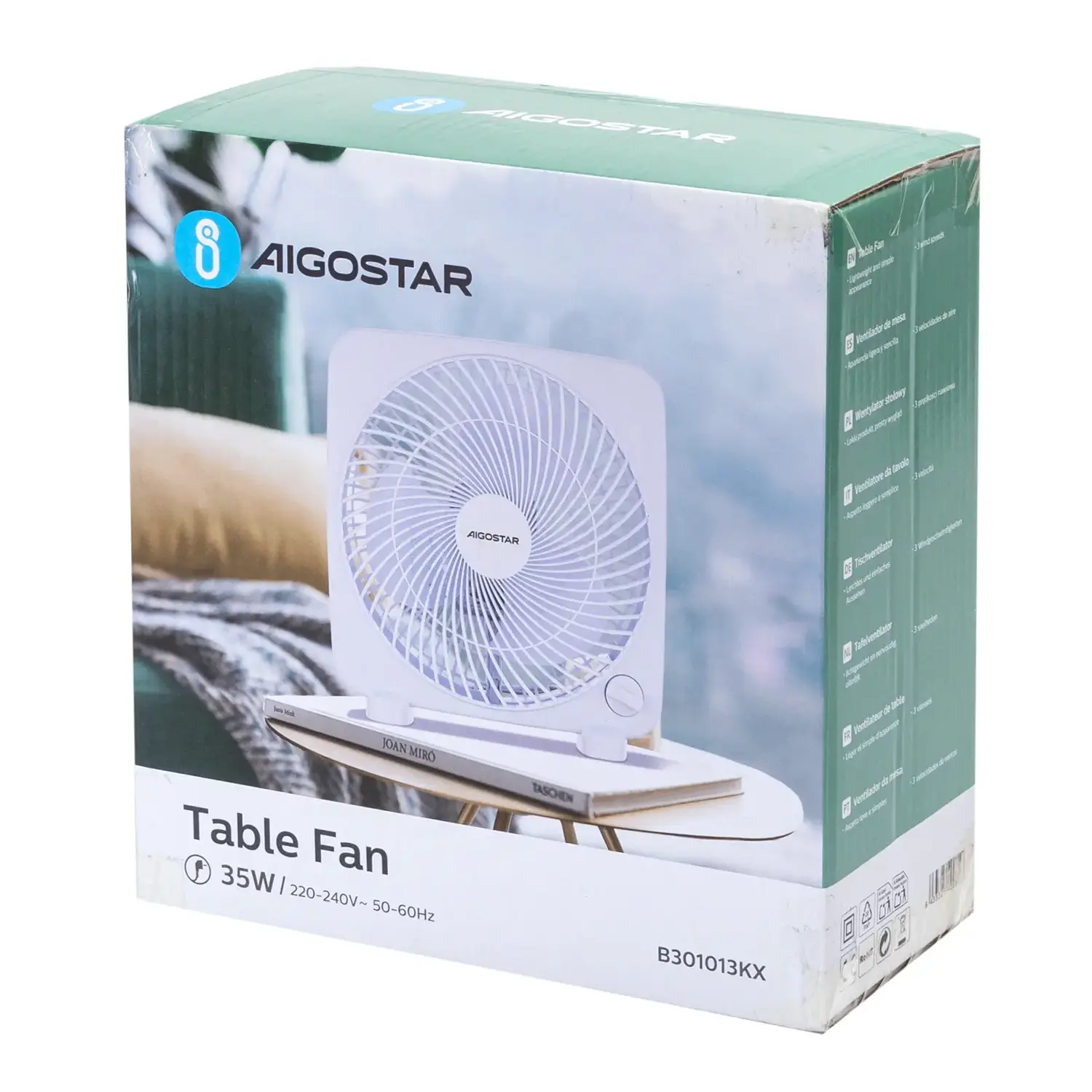 immagine Ventilatore da tavolo 9 pollici, 3 pale, 3 velocità, blu