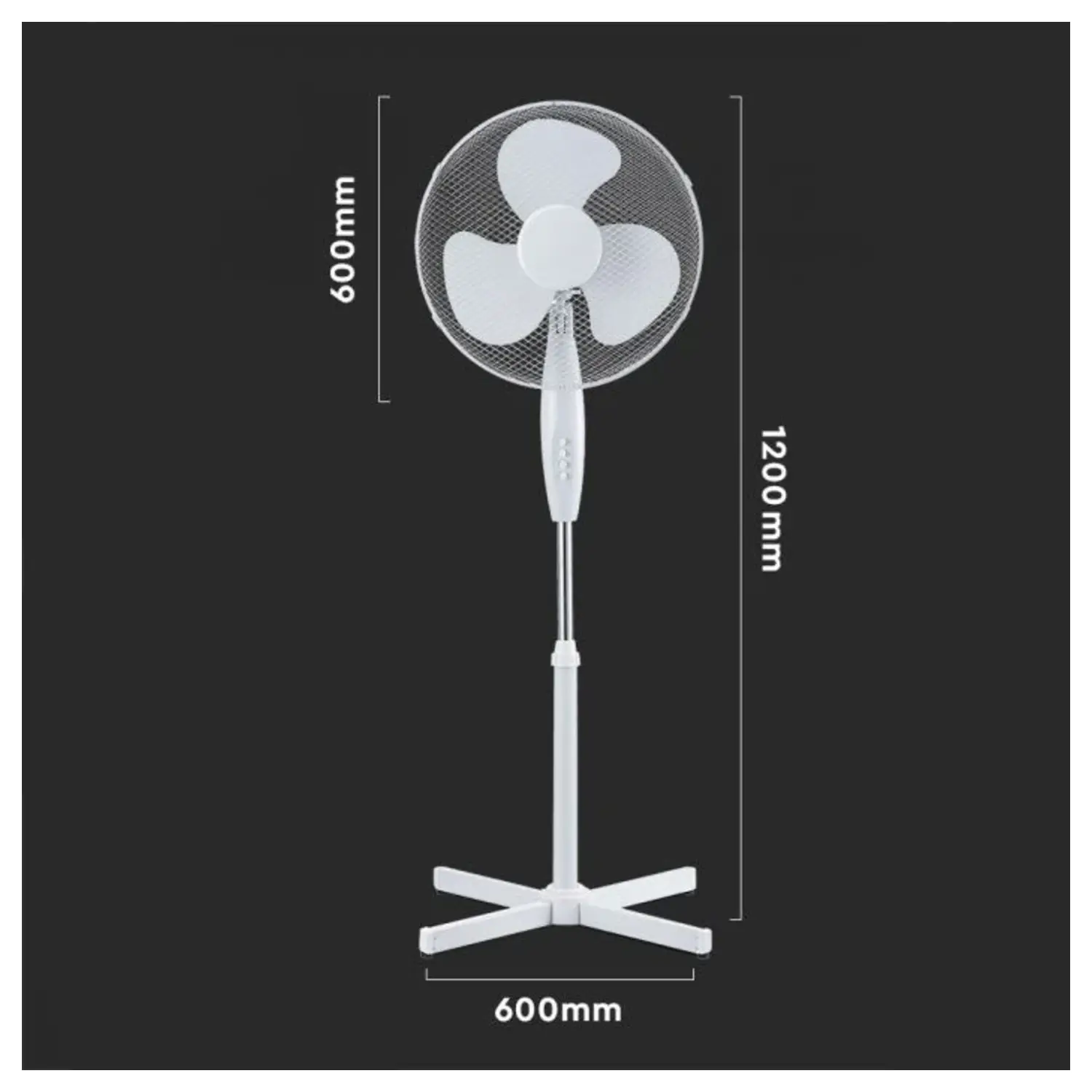 immagine ventilatore piantana 3 pale diametro 600mm bianco