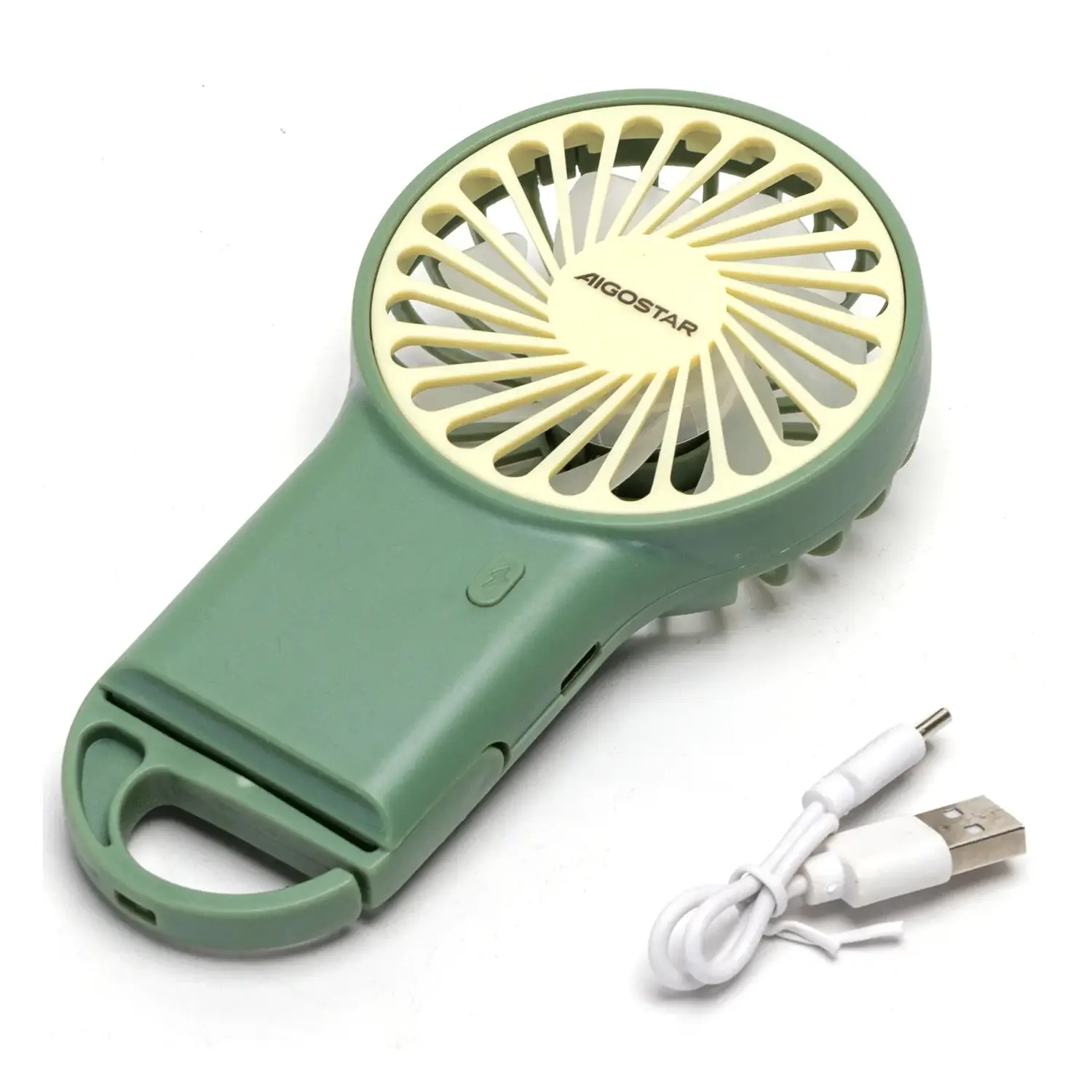 immagine Ventilatore portatile da 3,2 pollici, 7 pale, 3 velocità, 500mAh, verde