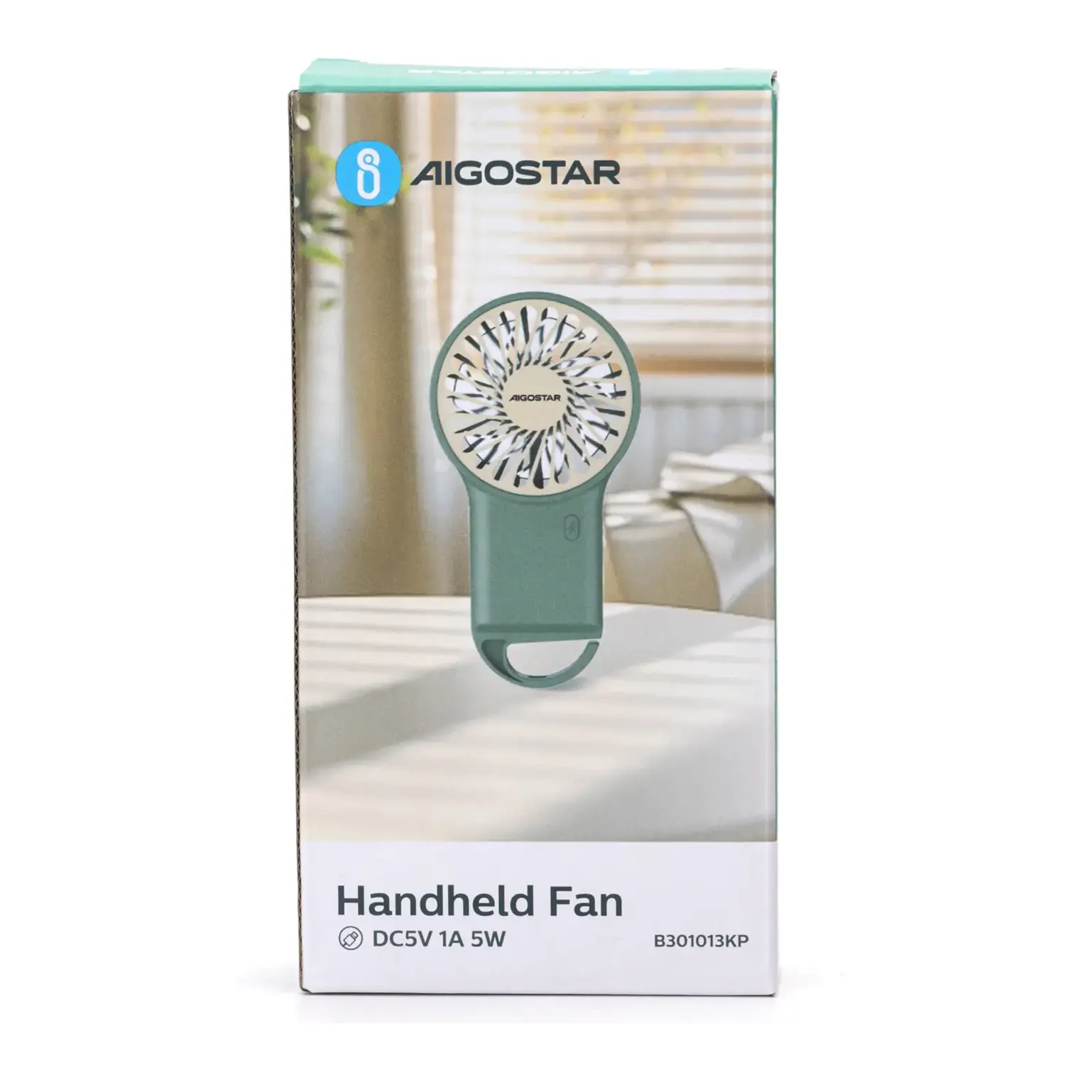 immagine Ventilatore portatile da 3,2 pollici, 7 pale, 3 velocità, 500mAh, verde