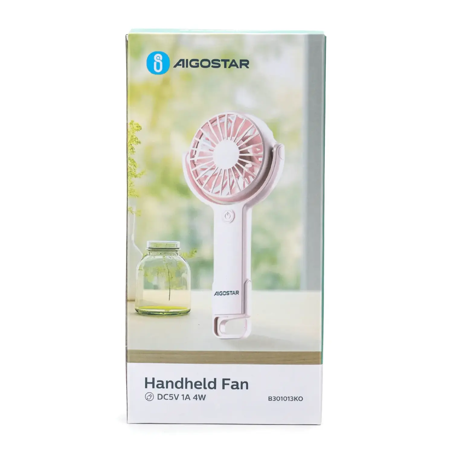 immagine Ventilatore portatile da 3 pollici, 7 pale, 5 velocità, 1200mAh, rosa