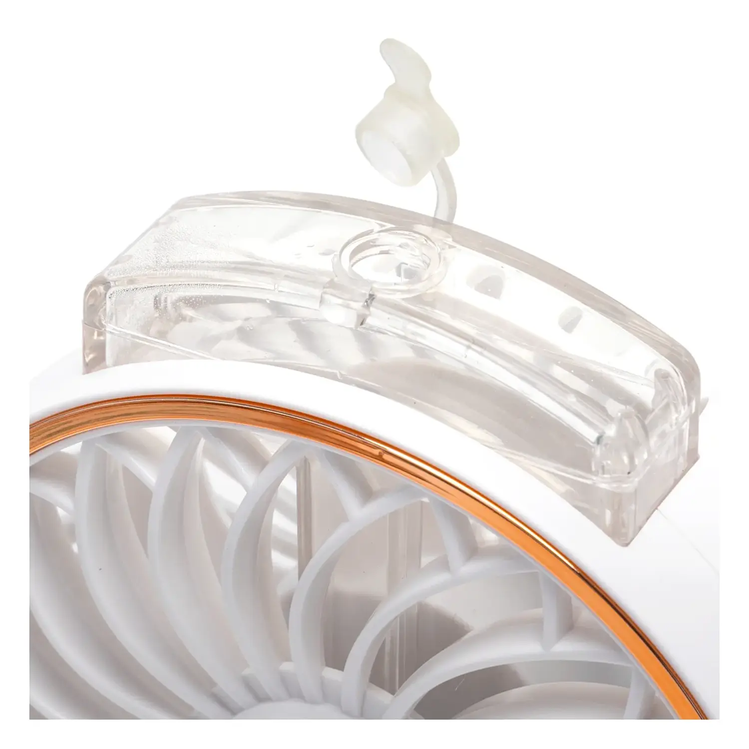 immagine Ventilatore portatile da 4,3 pollici, 3 pale, 5 velocità, 2400mAh, bianco e oro