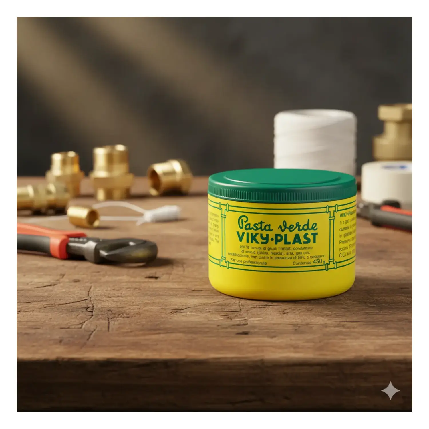 immagine VIKY-PLAST Pasta Verde Professionale 450g: per filetti raccordi e guarnizioni